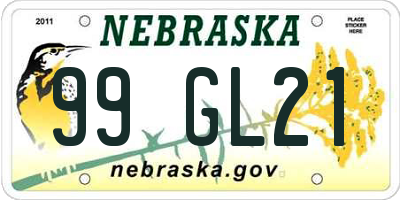NE license plate 99GL21