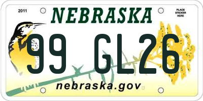 NE license plate 99GL26