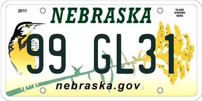 NE license plate 99GL31