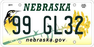 NE license plate 99GL32