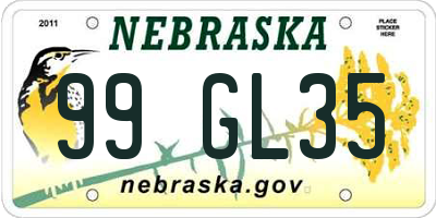 NE license plate 99GL35
