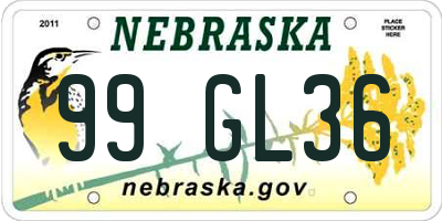 NE license plate 99GL36