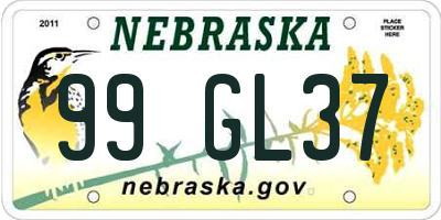 NE license plate 99GL37