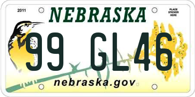 NE license plate 99GL46