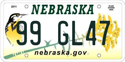 NE license plate 99GL47