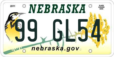 NE license plate 99GL54