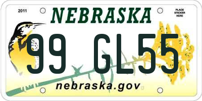 NE license plate 99GL55