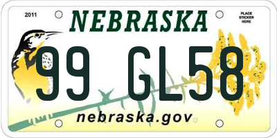 NE license plate 99GL58