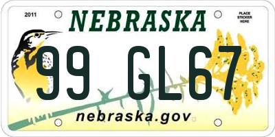 NE license plate 99GL67