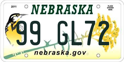 NE license plate 99GL72