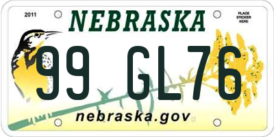 NE license plate 99GL76