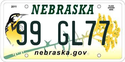 NE license plate 99GL77