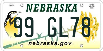 NE license plate 99GL78