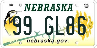 NE license plate 99GL86