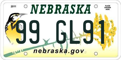NE license plate 99GL91