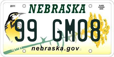 NE license plate 99GM08