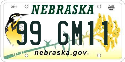 NE license plate 99GM11