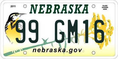 NE license plate 99GM16