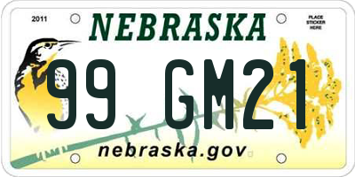 NE license plate 99GM21