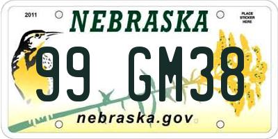 NE license plate 99GM38