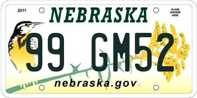 NE license plate 99GM52