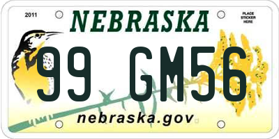 NE license plate 99GM56