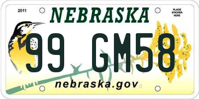 NE license plate 99GM58