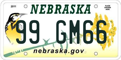 NE license plate 99GM66