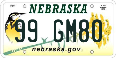 NE license plate 99GM80