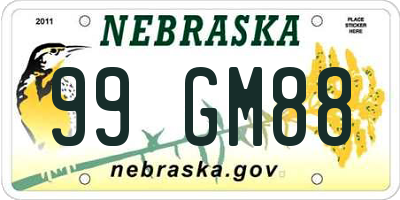 NE license plate 99GM88