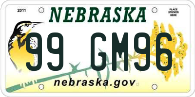 NE license plate 99GM96