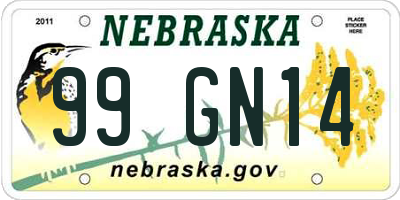 NE license plate 99GN14