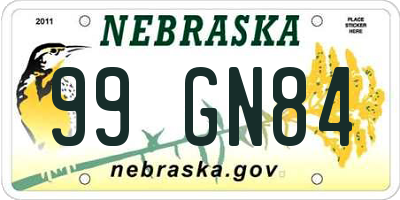 NE license plate 99GN84