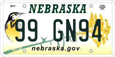 NE license plate 99GN94