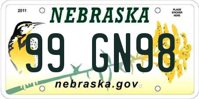 NE license plate 99GN98