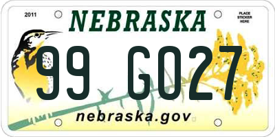 NE license plate 99GO27