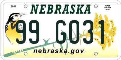 NE license plate 99GO31