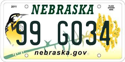 NE license plate 99GO34