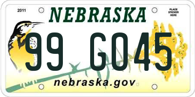NE license plate 99GO45