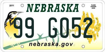 NE license plate 99GO52