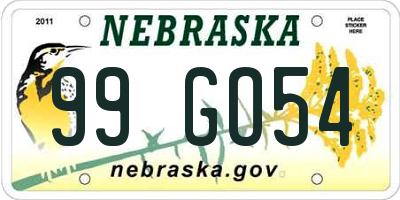 NE license plate 99GO54