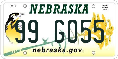 NE license plate 99GO55