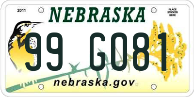 NE license plate 99GO81