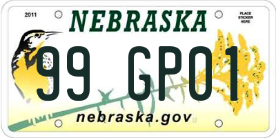NE license plate 99GP01