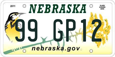 NE license plate 99GP12