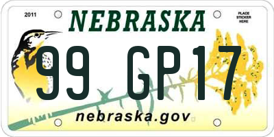NE license plate 99GP17
