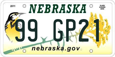 NE license plate 99GP21