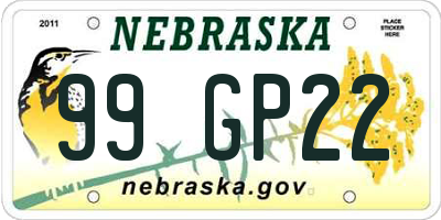 NE license plate 99GP22