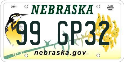 NE license plate 99GP32