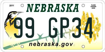 NE license plate 99GP34